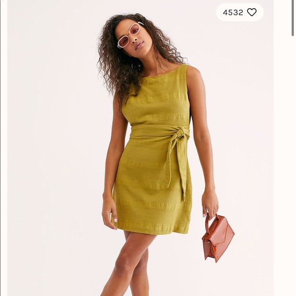 Free People Dresses & Skirts - Free People Open Back Zahara Mini Dress in Lime